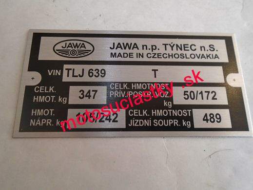 Typový štítok / Jawa 639 /