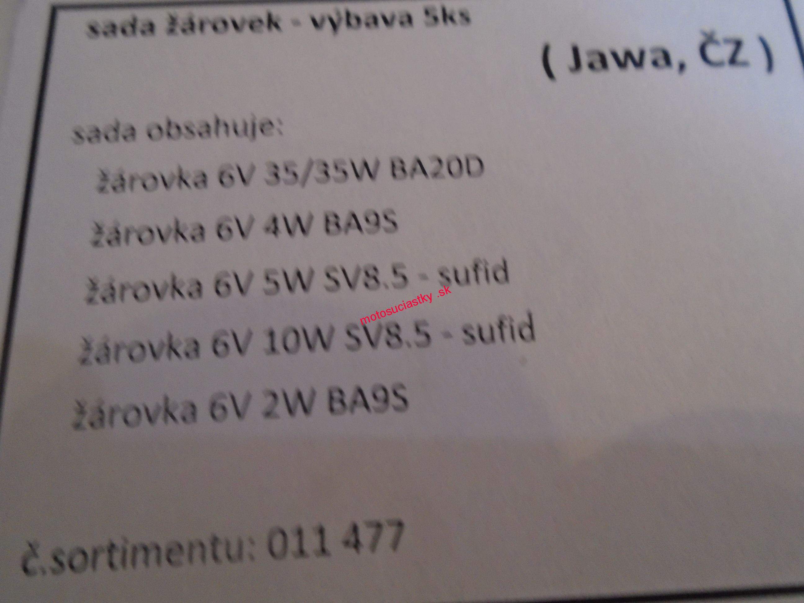 žiarovky výbava - sada 5ks /Kyv,Pan/